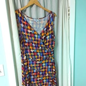 Blue platypus Harlequin print dress